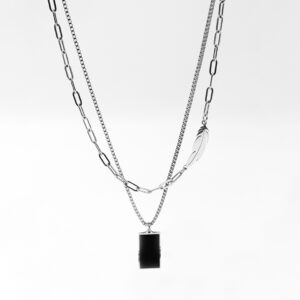 Men’s silver double necklace Black Wild MN1282