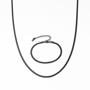 Men’s Black Necklace and Bracelet VINE MN1285