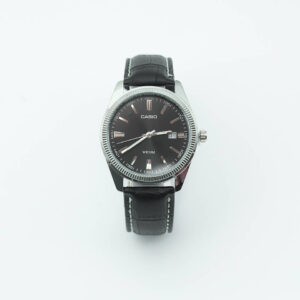 Men's black leather watch Casio MW6032