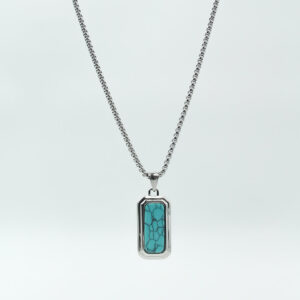 Men’s Silver Necklace Blue Rec MN1294