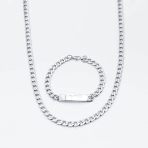 Men’s silver Necklace and Bracelet SWISS MN1296