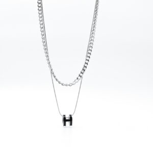 Men’s silver double necklace Silver Hermes MN1305