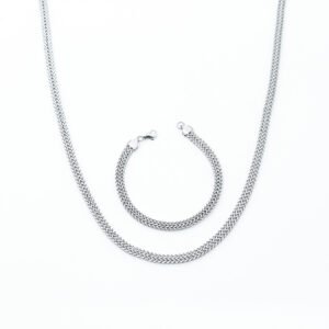 Men’s Silver Necklace and Bracelet Double hite MN1306