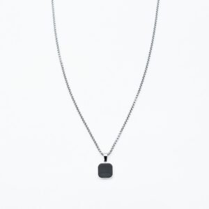 Men’s silver black square Necklace MN1312