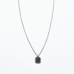 Men’s silver black chrome Necklace MN1311