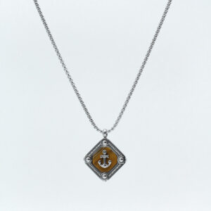 Men’s Silver Necklace Brown Ocean MN1267