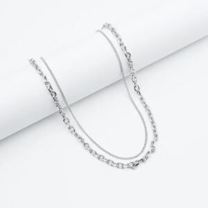 Men’s silver double necklace SPEE MN1273